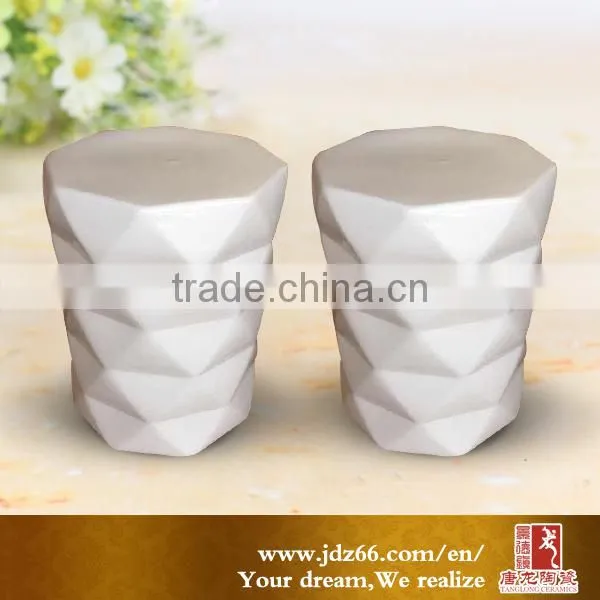 Flower and Birds Design White Ceramic Garden Stool photo-3