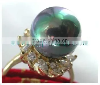 18K Gold Ring Diamond Ring and Seawater Pearl Ring photo-6