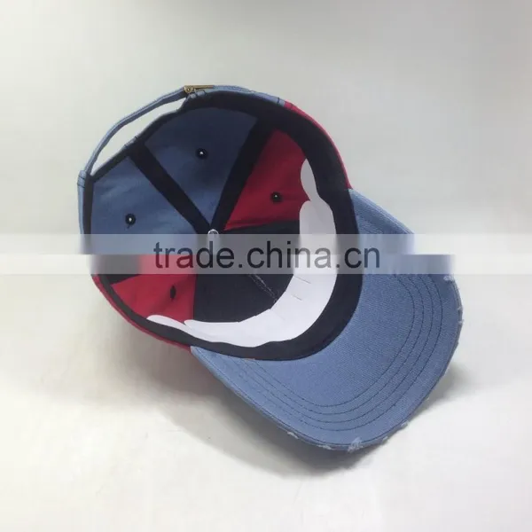 Washed And Distressed Baseball Cap With Embroidery Patch photo-6