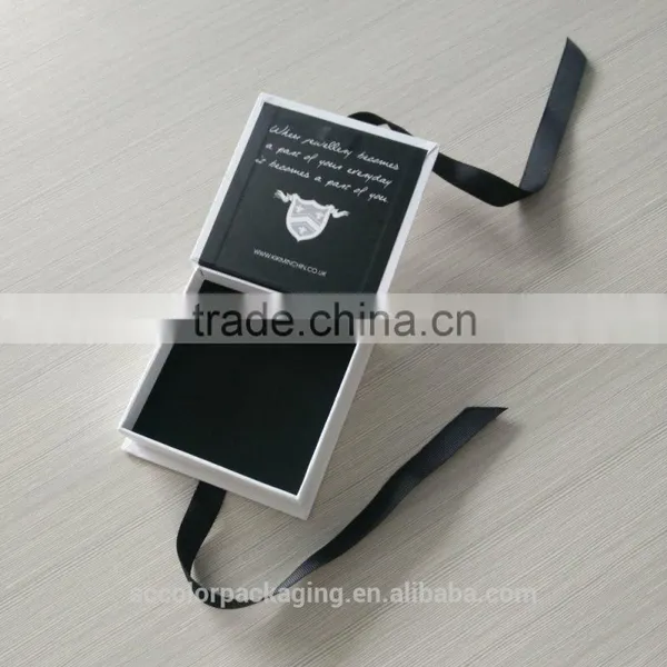 Shenzhen Delicate Logo Printed Elegant Designed White Black Gift Custom Box Packaging With Ribbon photo-4
