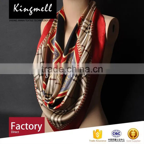 Custom Chinese Supplier' Digital Printing Silk Satin Lady Scarf Square Scarf photo-3