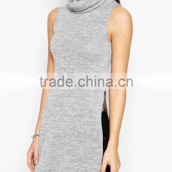 Latest Arrival Petite Cowl Neck Longline Hem Tunic With Side Split photo-2