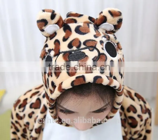 Flannel Cartoon Adult Animal Jumpsuit Animal Pajamas Jumpsuit Leopard Bear Design photo-3