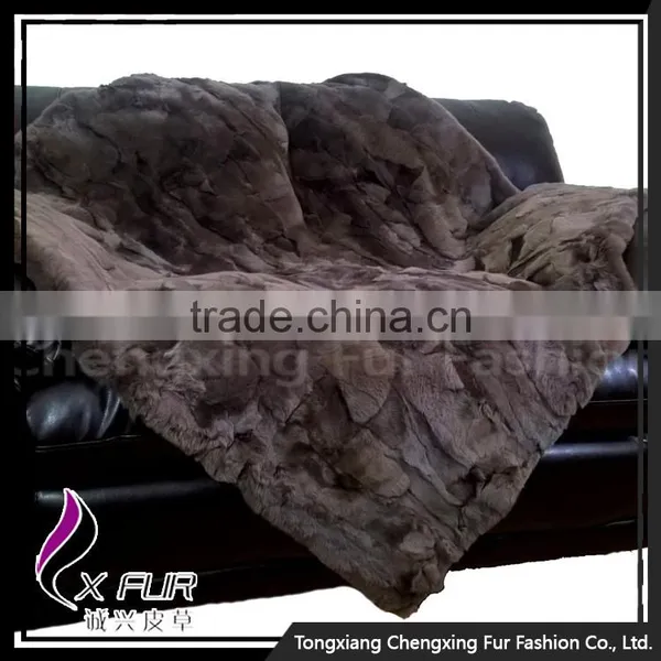 CX-D-66G Genuine Rex Rabbit Fur Natural Color Decorative Blanket Home Fur Rug photo-5