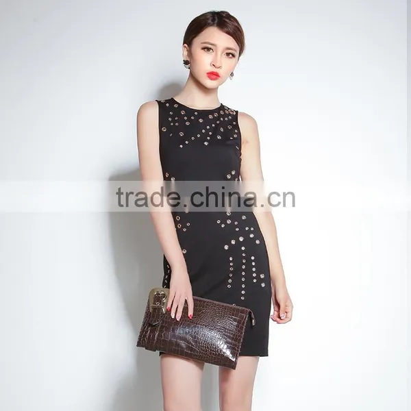 Maxnegio Guangzhou Clothing Manufacturer Vfemage With Gold Eyelet Ladies Casual Dress photo-3