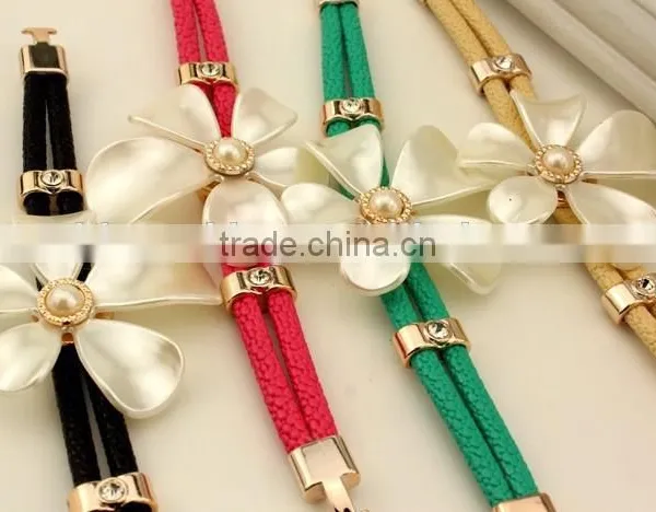 American Summer Leather Flower Bracelets,beach Holiday Gift Bracelets,cheap Promotion Bracelet photo-3