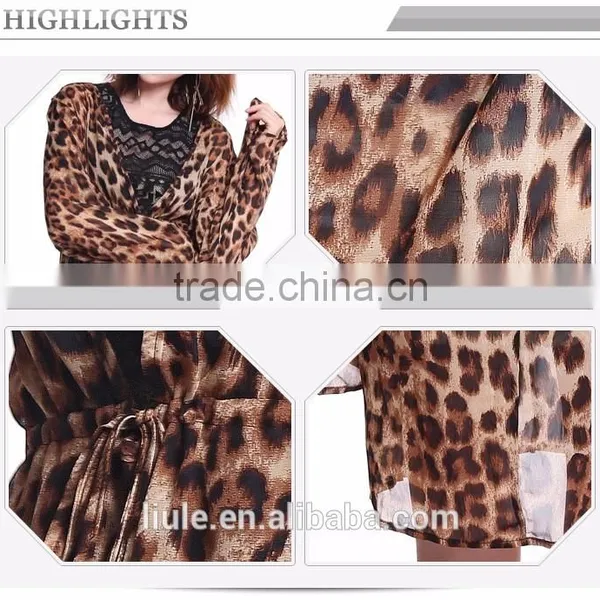 Sex Leopard Print Robe,latest Ladies Sexy Gown Designs, Women Night Robe photo-6