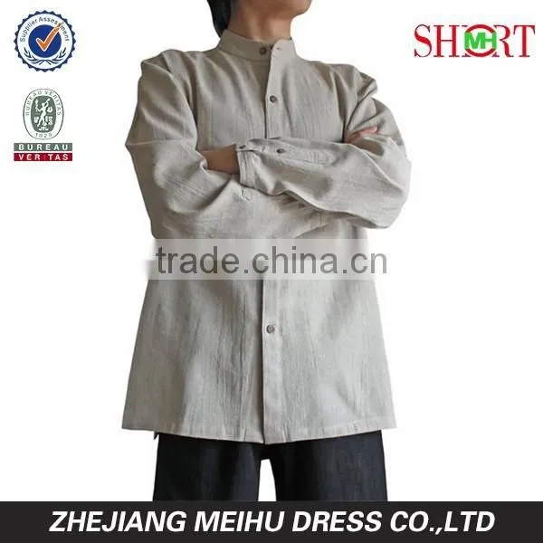 Unisex Men's Hemp Banded Collar Shirt photo-4