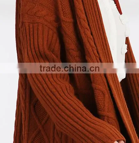 2017 Hot Sale Wool Thick Knitting Front Open Abaya Cardigan for Women photo-5