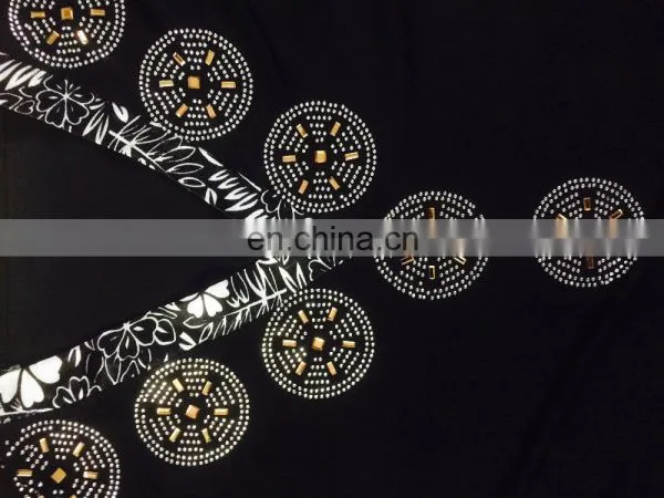 Women's Black Colour Lycra (Stretchable) With Diamond Stone Work / Georgette & Printed Satin On Sleeves (dubai Abaya 2017) photo-2