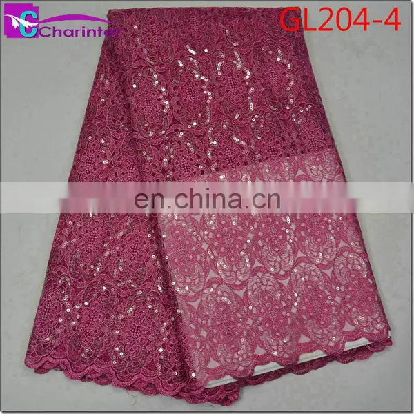 High Quality African Organza Sequin Lace Fabric GL204 photo-5