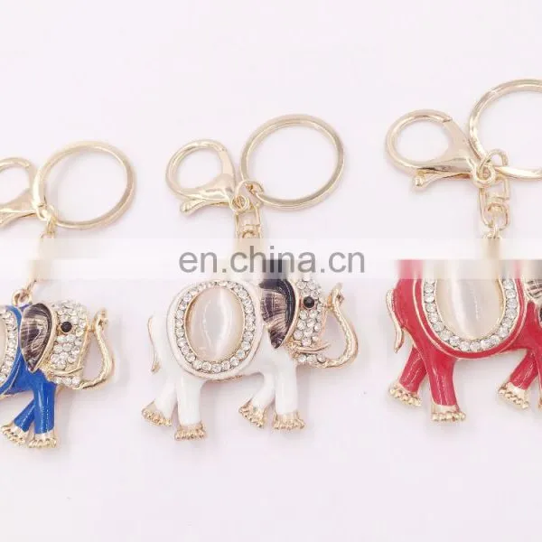 Popular Auspicious Color Elephant Charm Pendant Purse Bag Car Key Ring Chain photo-4