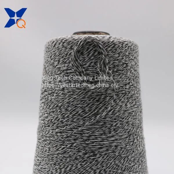 Ne16/1 Metal Fiber 5%-polyester Fiber 95% Twist With Ne32/2 Black Rayon/viscose Fiber Yarn-XT11166 photo-4