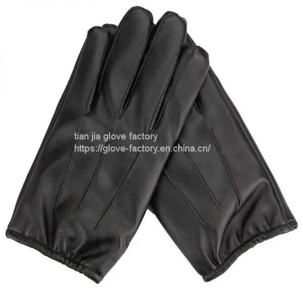 Imitation Leather Long Finger Pu Men's Touch Screen, Touch Control Winter Warm Gloves
