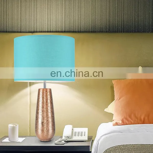 Custom Made European Luxury Rose Gold Ceramic Base Modern Nightstnad Lamps for Home Hotel Office photo-4