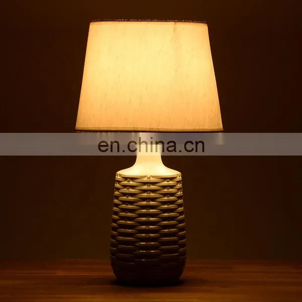 New Design of Rattan Pattern Ceramic Desk Lamp for Indoor Room photo-3