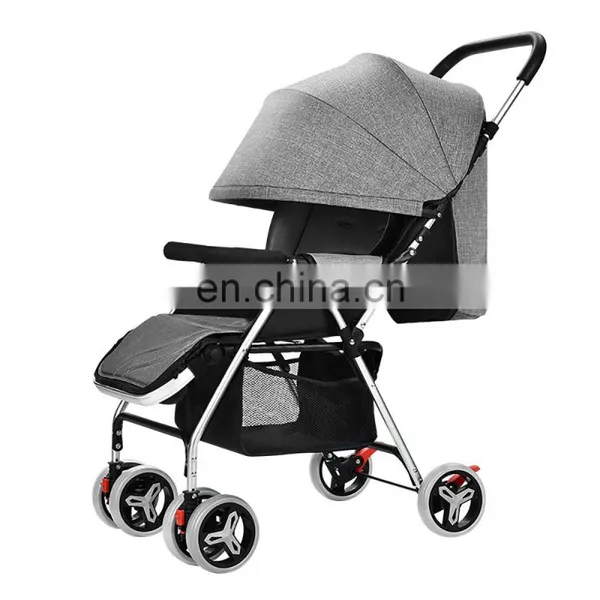 Wholesale High Quality Baby Stroller Aluminum Alloy Frame Linen Canopy Baby Pram Factory Price photo-2