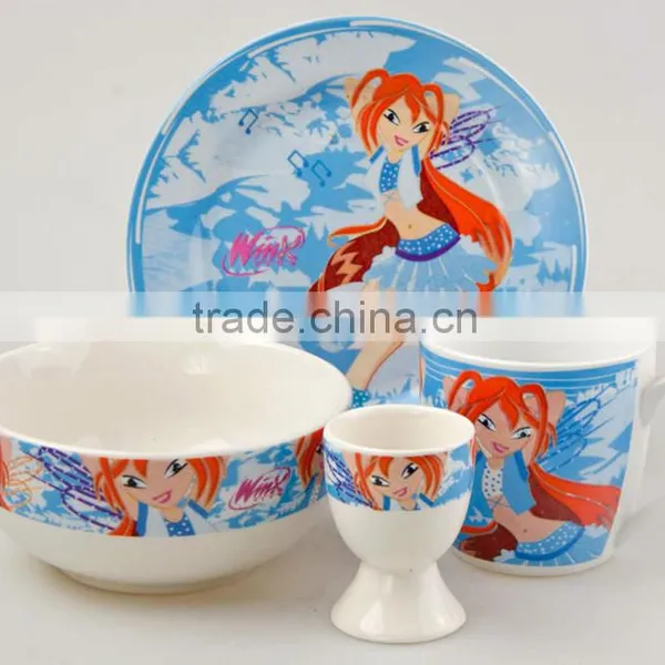 Set of 5 Porcelain Kids Dinner Set for Breakfastporcelain Children Dinner Set photo-6