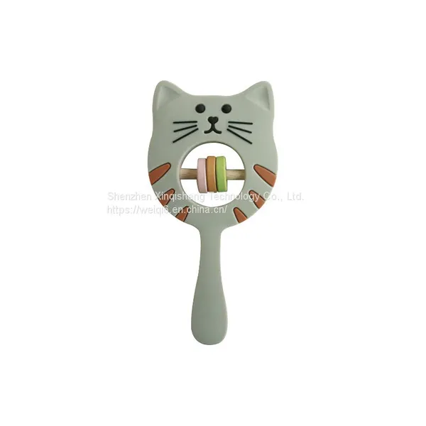Food Grade Silicone Cat Rattle Hanging Toy Hanging Spiral Rattle Cart Pendant Baby Teething Toys photo-4