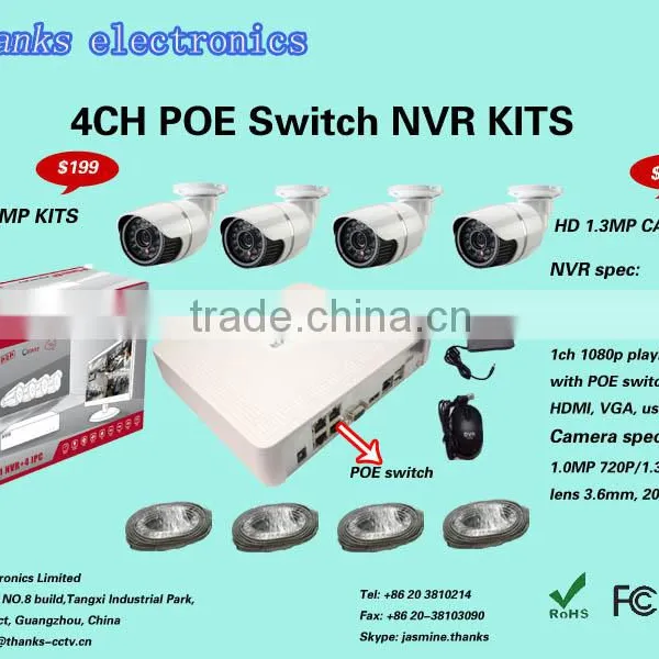 Hot Top Selling Wifi Security Camera System 4chs 720P Waterproof ip Camera NVR KITS, Home Alarm System Wireless System
