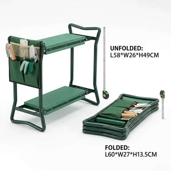 Lightweight Foldable Metal Frame Thick Soft EVA Padded Portable 2 in 1 Kneeler Stool With Storage Bag Garden Bench Kneeler photo-4