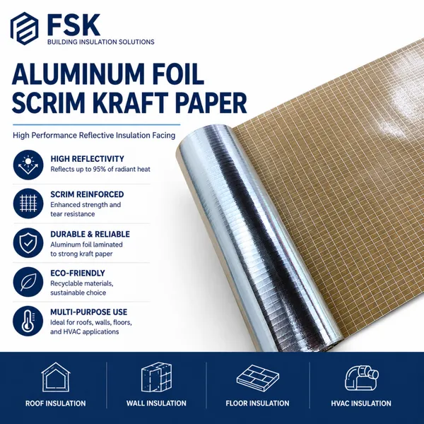 FSK Series Aluminum Foil Reinforced Kraft Facing Thermal Insulation Material