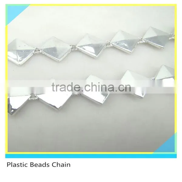 Silver Crystal Rhinestone Trimming Sew on Plastic Material Square 10 Yards 1 Card photo-3