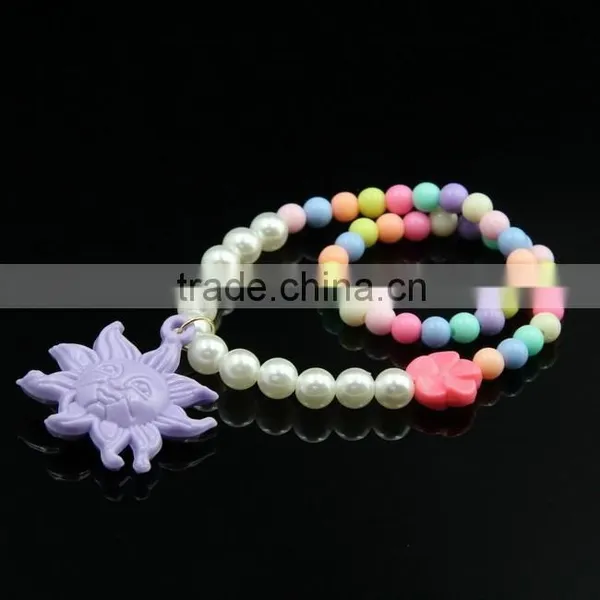 KIds Spring Color Acrylic Beads T Letter Necklace photo-4