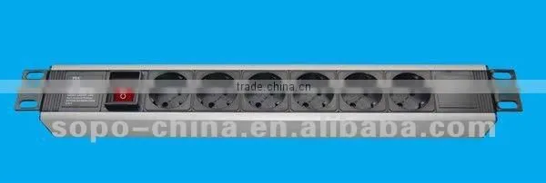 19 Inch 1.5U 6 Way German PDU Socket for Network Cabinet
