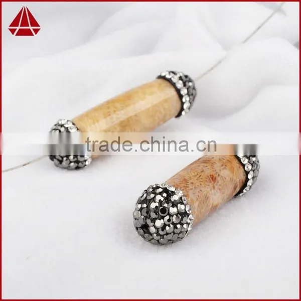 Classic Coral Diamond With Zircon, Zircon Pave Coral Jewelry Beads With Hole Quality Choice