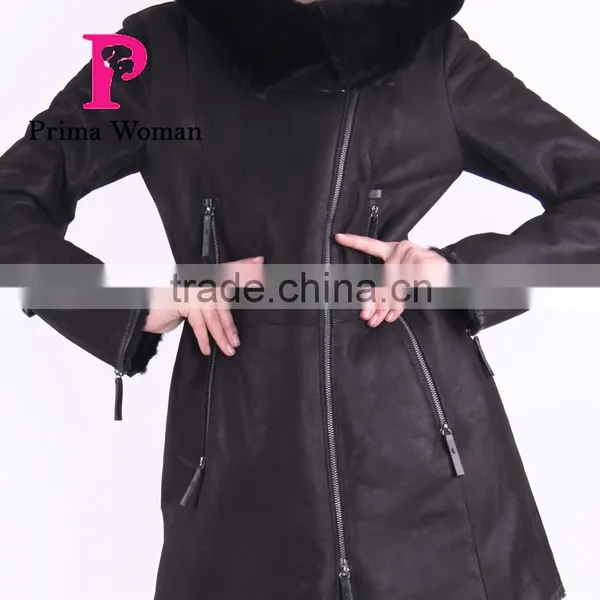 New Design Used Long Winter Women Coat With Medium Length Wool Fur photo-5