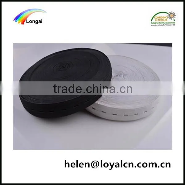 1cm 25cm White/black Woven Elastic Webbing Belt With Button Hole Elastic Band photo-3