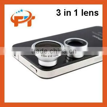 3in1 Fisheye Lens + Wide Angle + Micro Lens photo Kit Set for iPhone 4S 4G