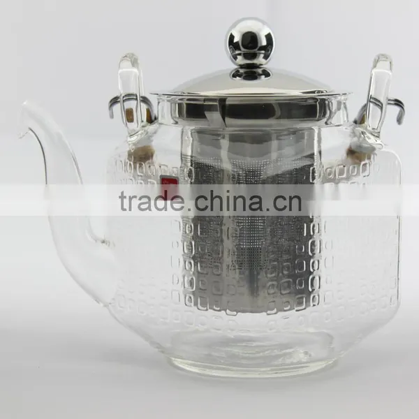 Super Bamboo Handle Teapot Stainless Steel Lid and Filter Heat Resistant Glass Tea Kettle 800ml Glass Teapot photo-2