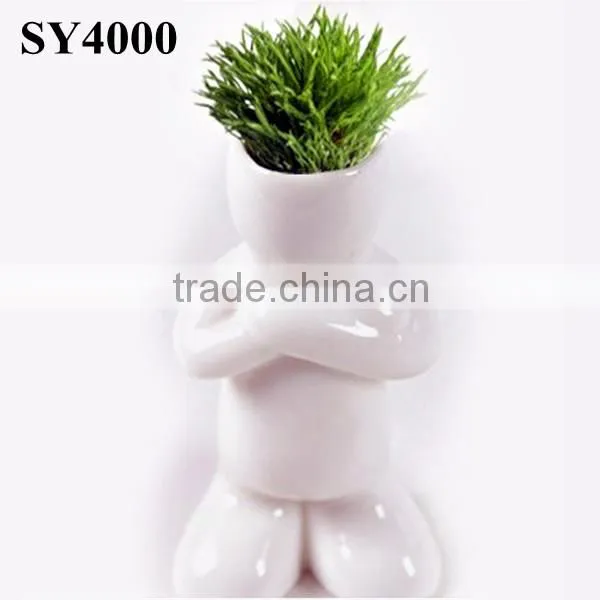 Little White Ceramic Grass Dolls