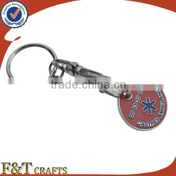 Custom Design Token Trolley Coin Supermarket With Carabiner Keychain photo-4