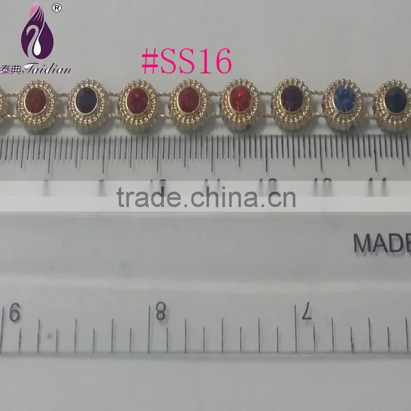 Gold UV Electroplating Diamond Trimming. Crystal Rhinestone BandingSS12 Rhinestone Banding . Wholesale photo-2