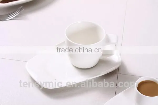 T00217 Big Handle White Porcelain Tea Cup With Saucer photo-3