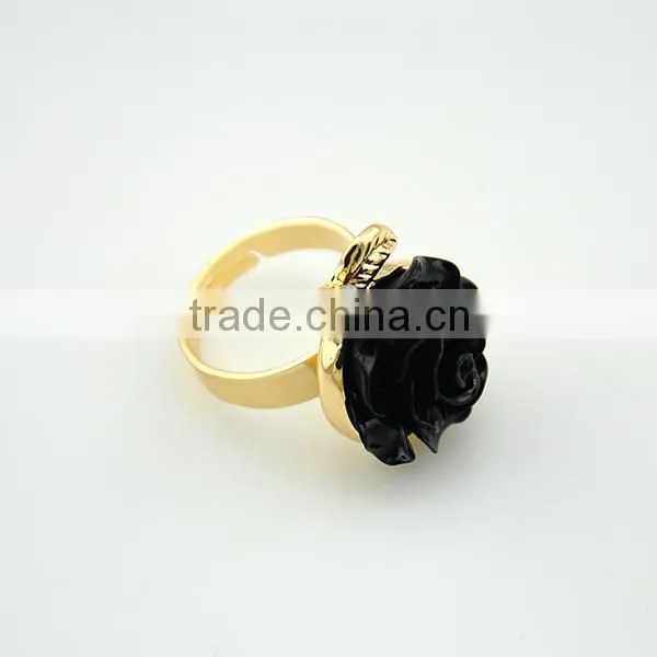 Wholesale Fashion Crystal Gold Ring With Resinl Flower photo-5