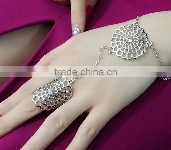Latest Gold Finger Ring Designs Hollow Sun Shape Gold Women's Finger Ring Bracelet photo-6