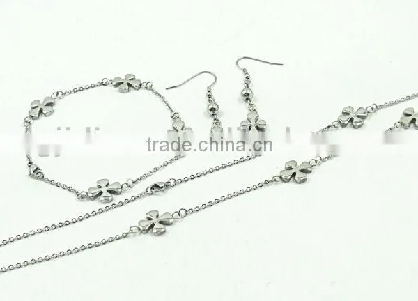 Flower Stainless Steel Jewelry Set,necklace Bracelet Earring