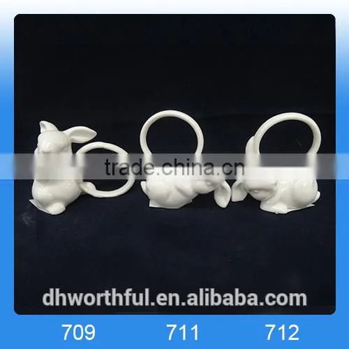 High Quality Ceramic Paper Napkin Ring With Rabbit Design