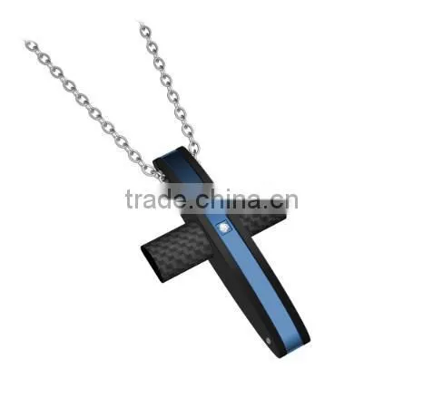 Charm Stainless Steel Cross Pendant Necklace Rose Gold Cross Pendant With CZ photo-4