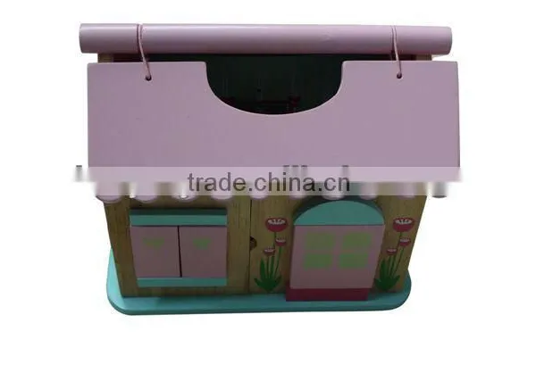 Pink Cute Handmade Wooden Doll House