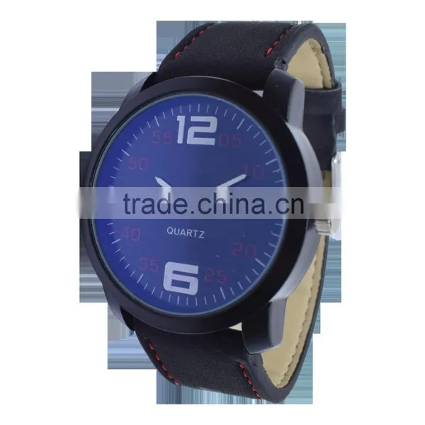 New Wrist Watches Men's Sport Military Quartz Black Leather Watch Strap photo-3