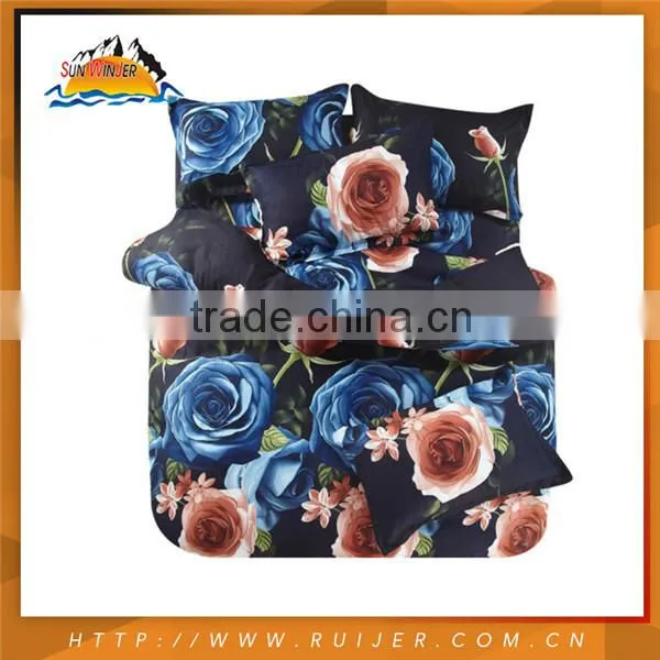Reactive Printing Floral Design Colorful Quilt Bedspread Set photo-5