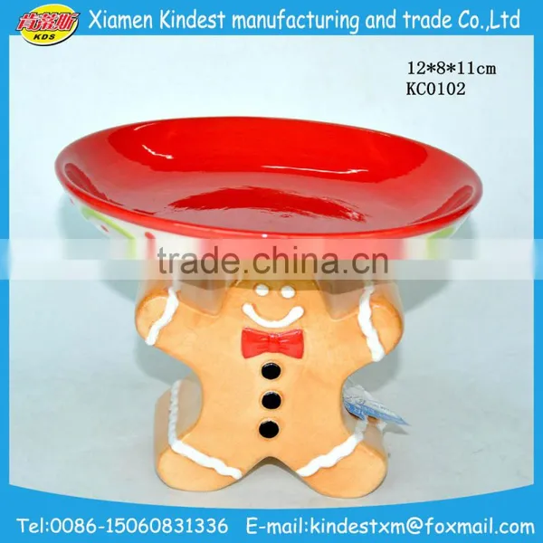 Cheapest Popular Designed Ceramic Tray With Snowman Pattern for Christmas