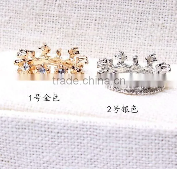 Korea Fashionable Crystal Small Crown Diamante Rings photo-2