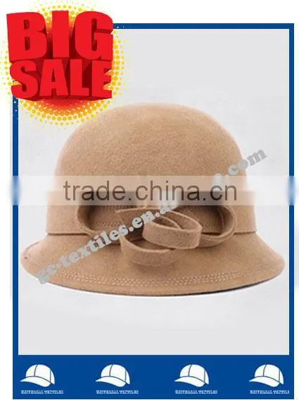 New Hot Product for 2014 Fashion Women Promotional Party Felt Hat Wide Brim Bowknot