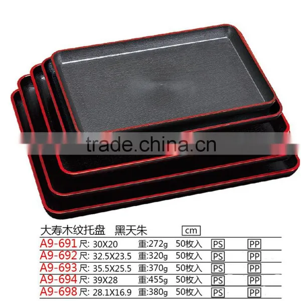 Creative Plastic Food Serving Tray With Wood Grain photo-2